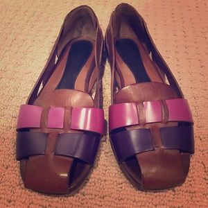 Marni Brown and Purple Leather Flats